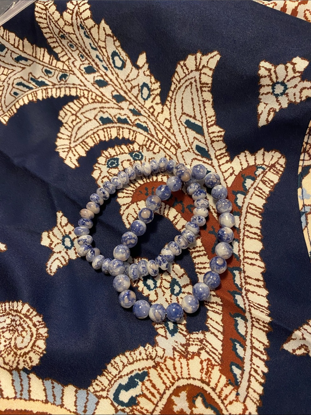 E) Navy Blue Paisley Boho Caftan Dress. OXL 
PTP 27 With Bracelets - Picture 6 of 7